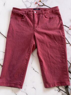 Chaps Capri Cropped Pants Dark Pink Womens‎ 12 Mid Rise Cotton Blend